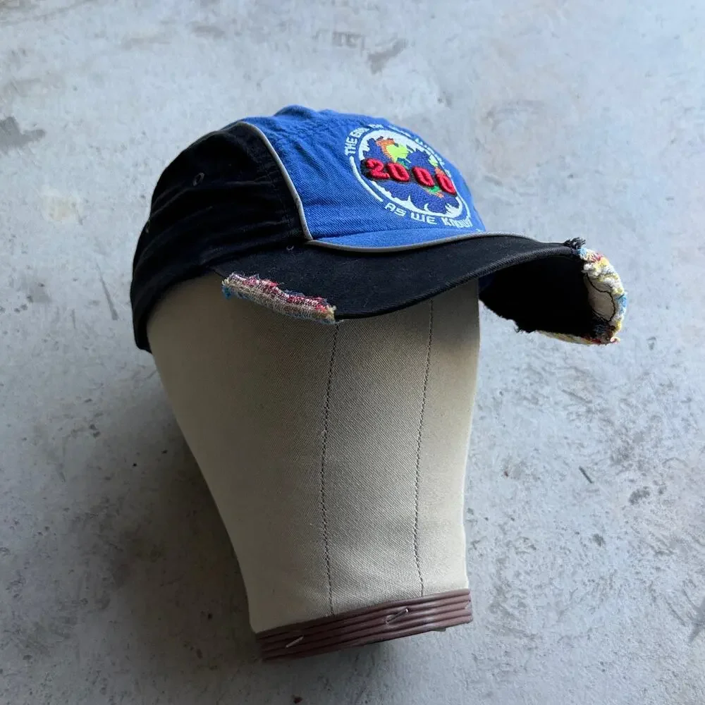 Vintage Y2K 2000 End of the World Embroidered Patchwork Cap